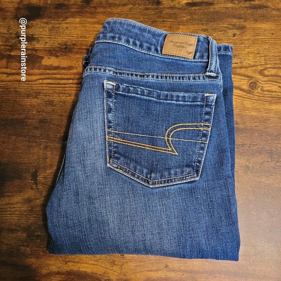 American Eagle Jeans 6 R Favorite Boyfriend Low Rise Medium Dark Wash Stretch - Picture 3 of 13